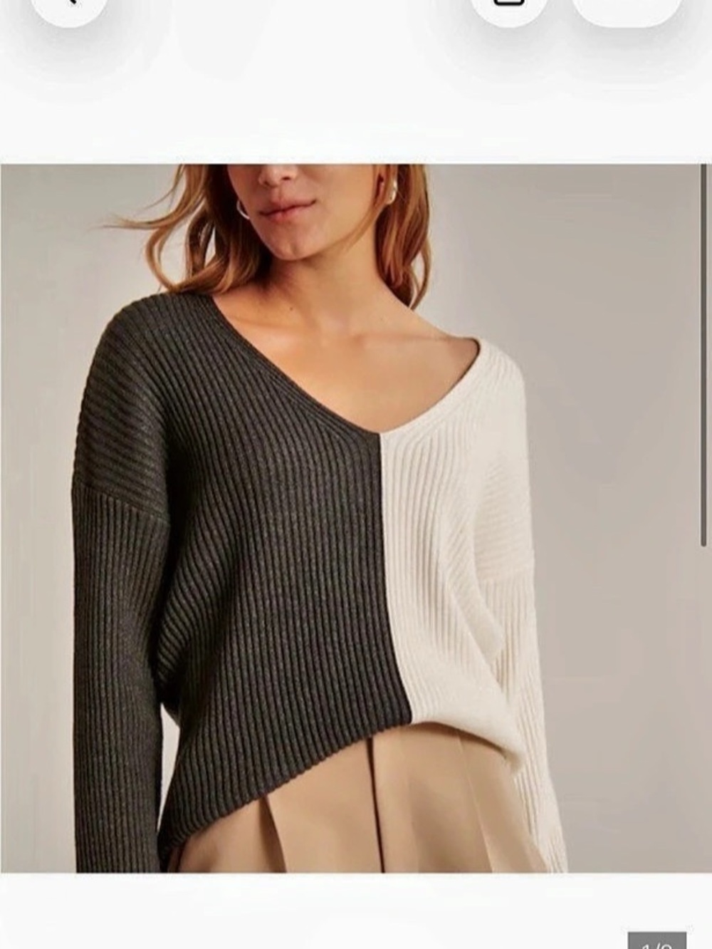 Abercrombie NWT Two Tone Colorblock Sweater White & Gray